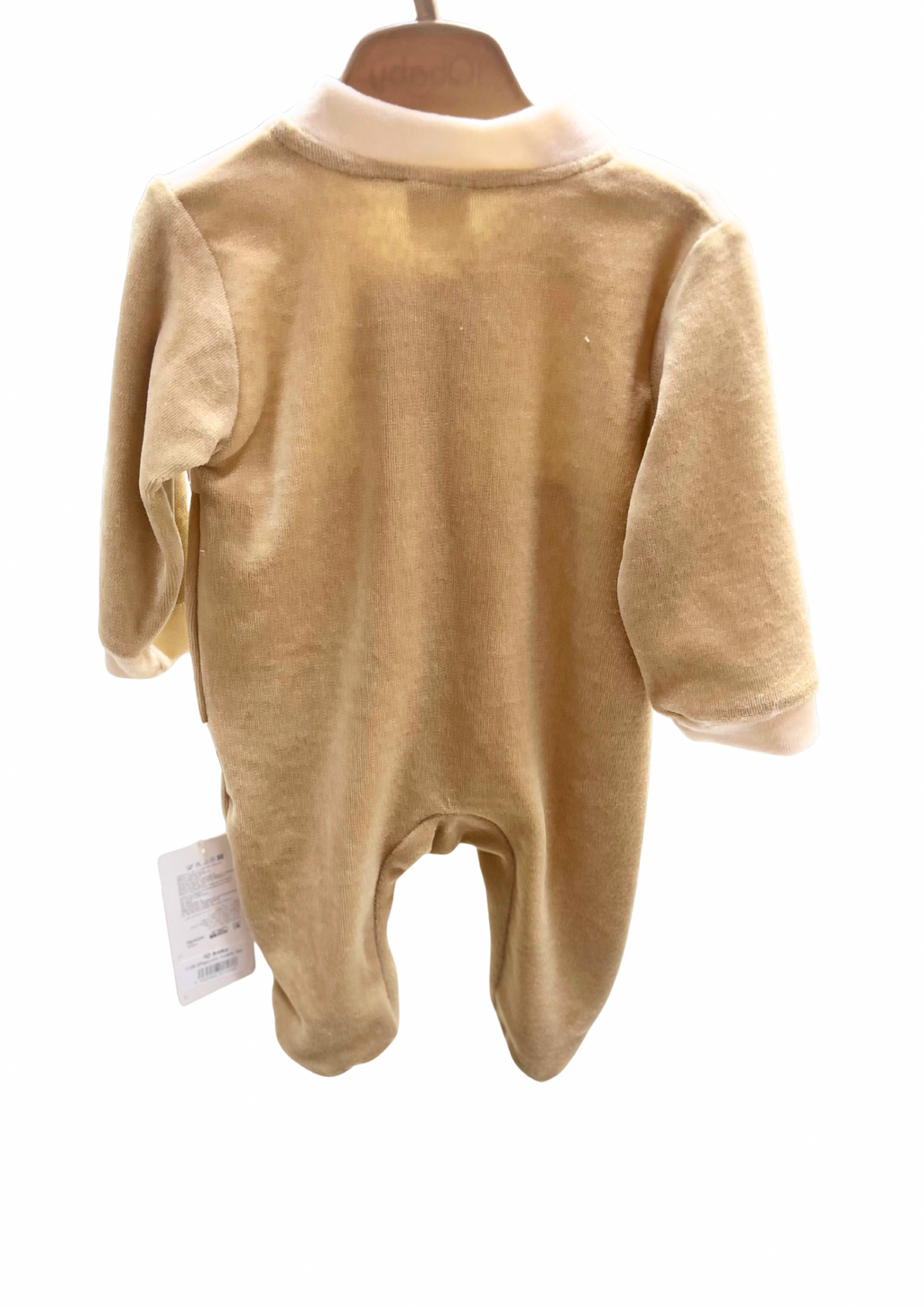 iQbaby Kadife Papyonlu Bebek Tulum – Bej & Krem