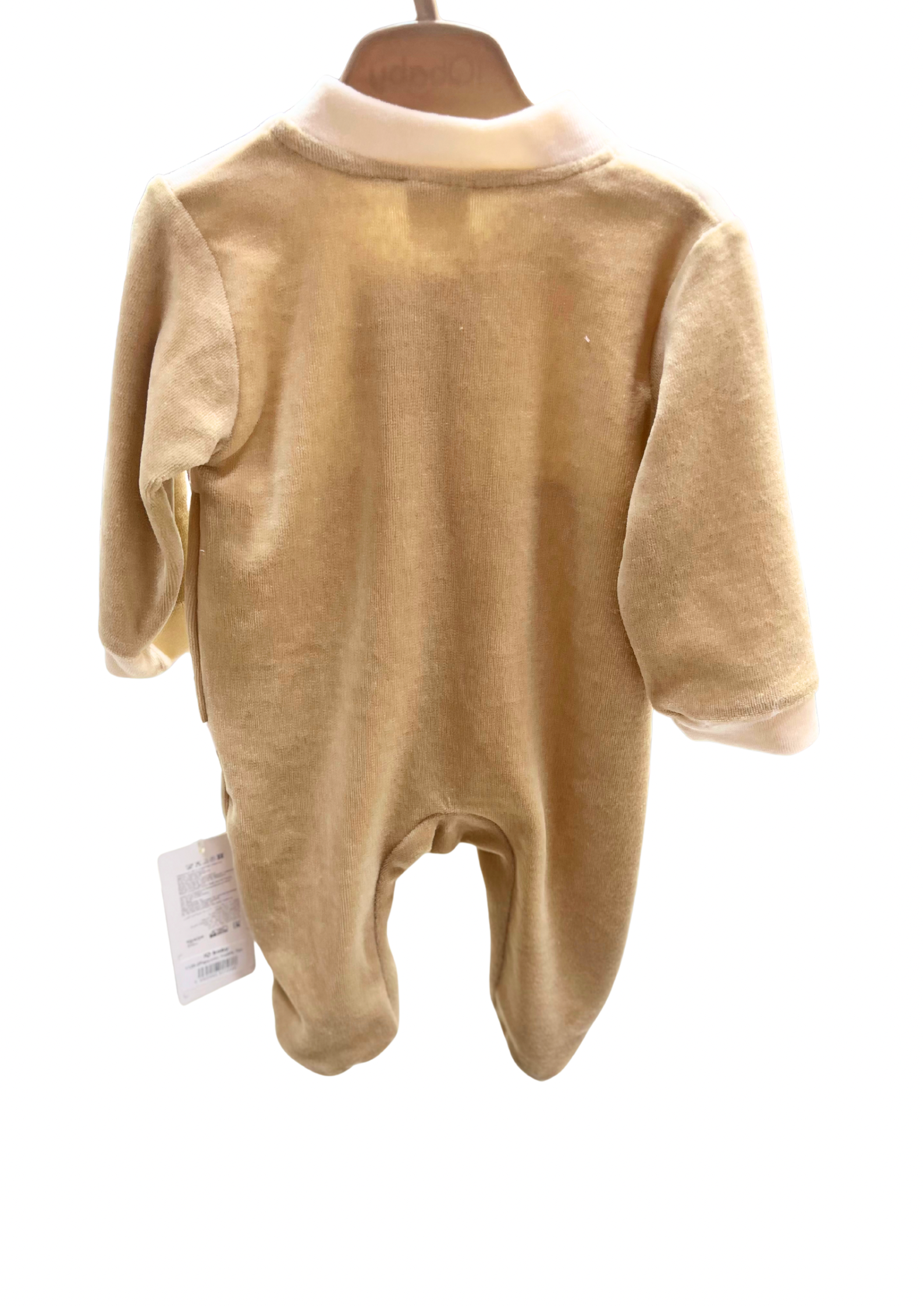 iQbaby Kadife Papyonlu Bebek Tulum – Bej & Krem