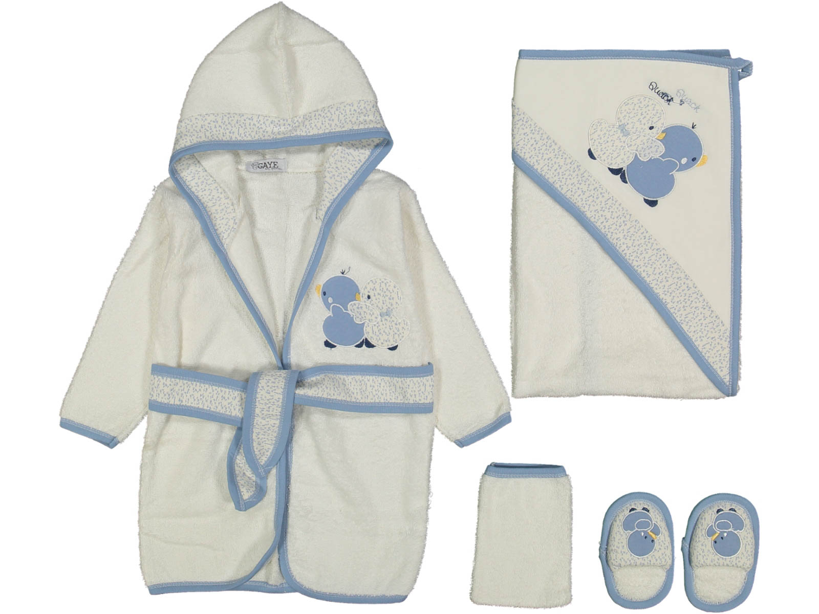 ERKEK 1/12 AY ÖRDEK NAKIŞLI BORNOZ SETİ