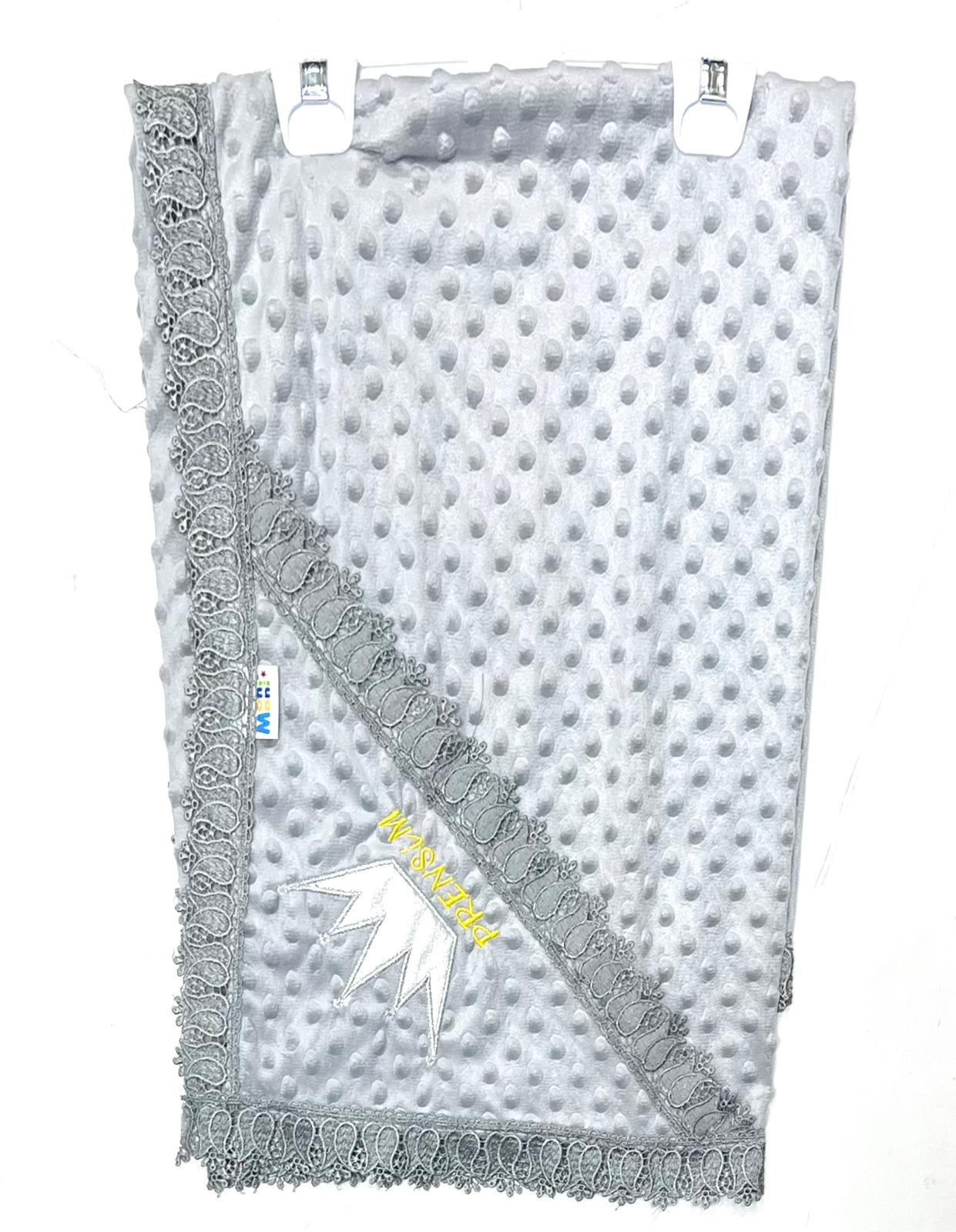 Nakışlı GRİ Dantel Detaylı Bebek Battaniyesi