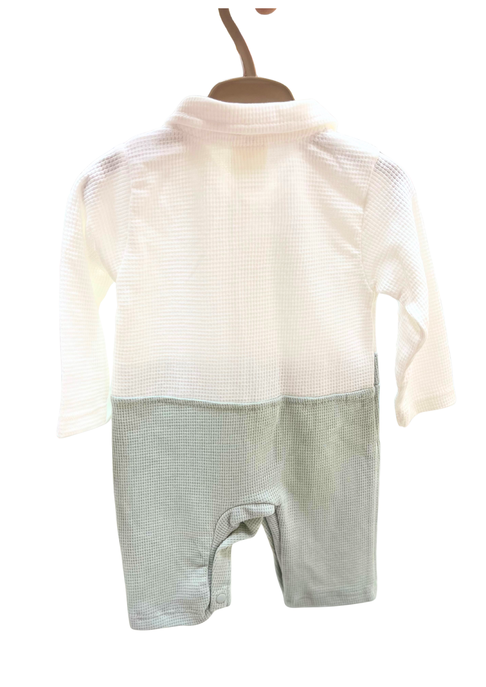 iQbaby Erkek Bebek Gömlek Görünümlü Tulum – Beyaz & Mint Yeşili