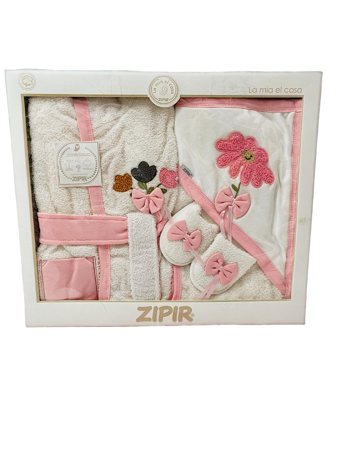 ZIPIR KIZ BEBEK BORNOZ SETİ