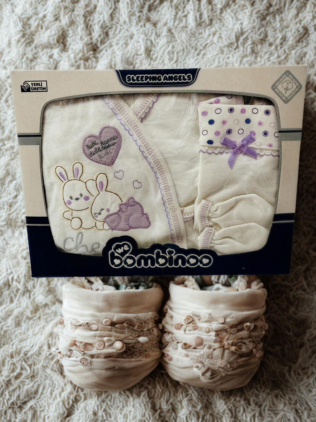 BOMBİNO KIZ Desenli Yenidoğan Hastane Çıkış Seti