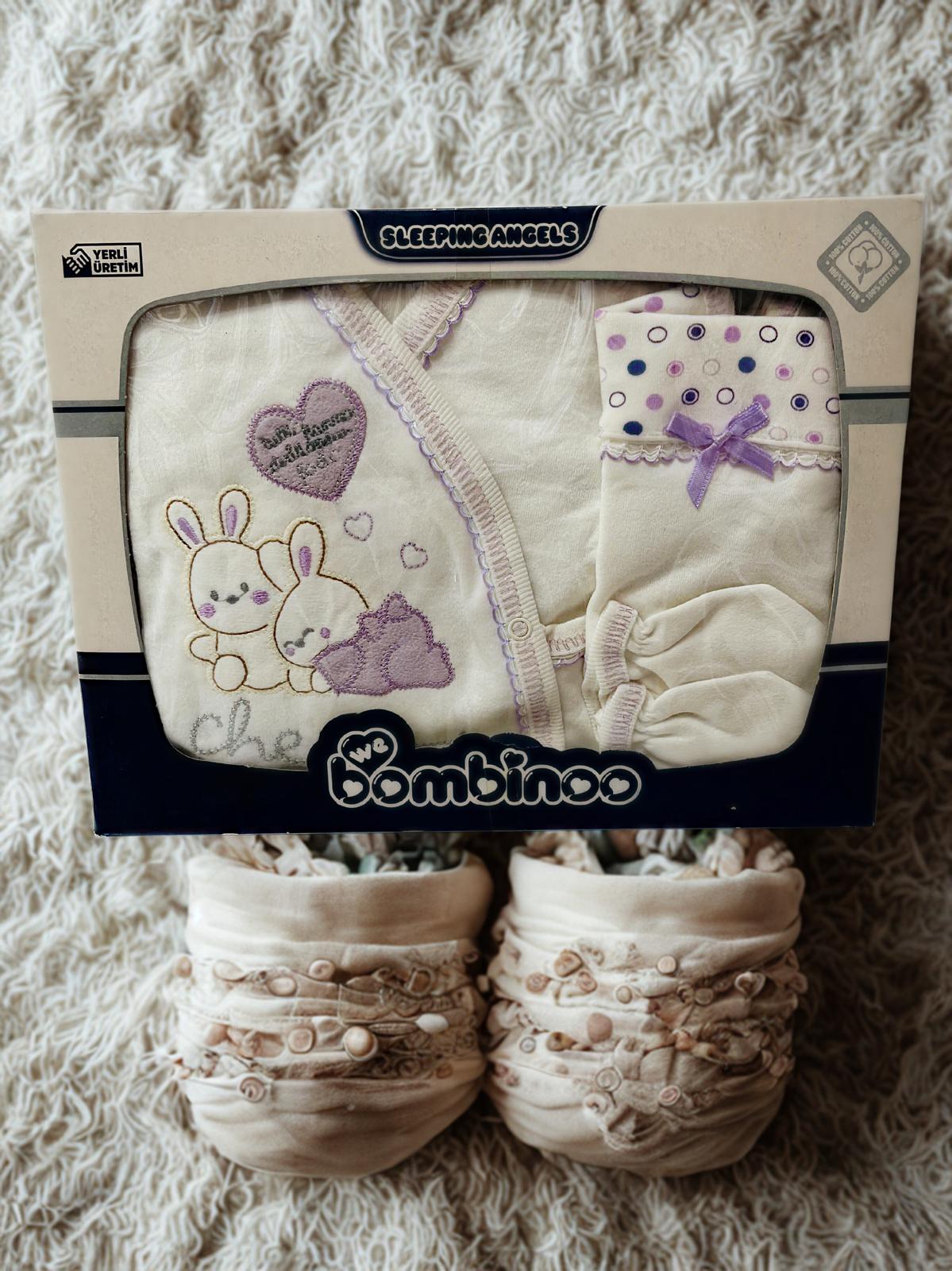 BOMBİNO KIZ Desenli Yenidoğan Hastane Çıkış Seti