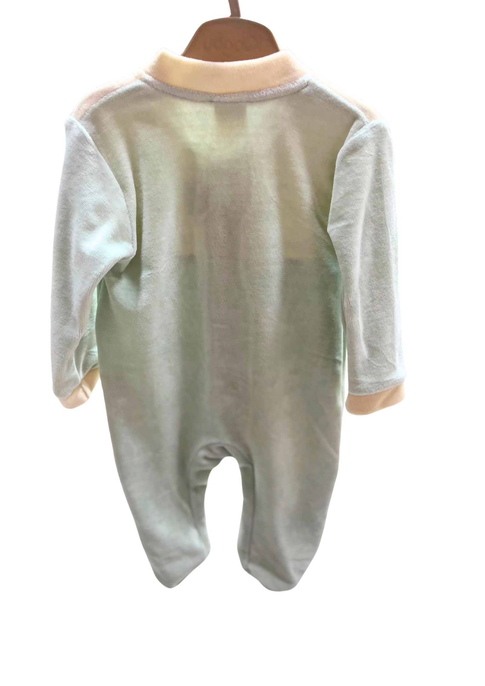 iQbaby Kadife Papyonlu Bebek Tulum – Yeşil& Krem