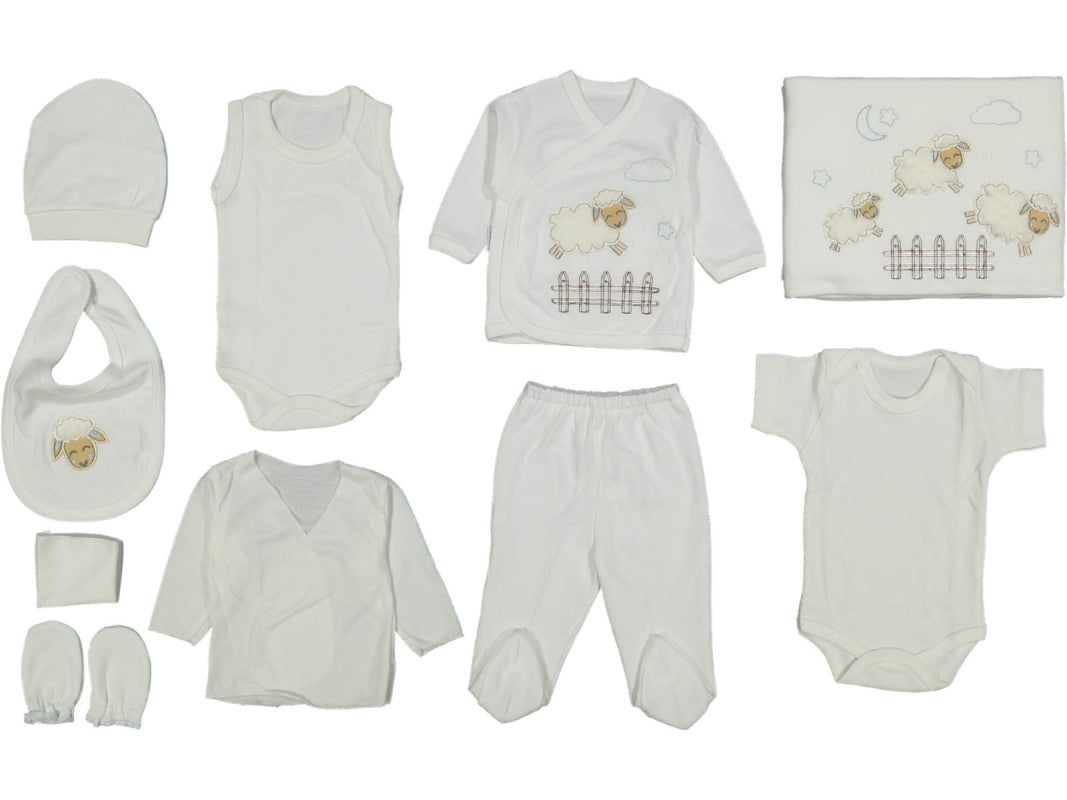 Öykü Bebe – 10 Parça Premium KUZULU Hastane Çıkış Seti