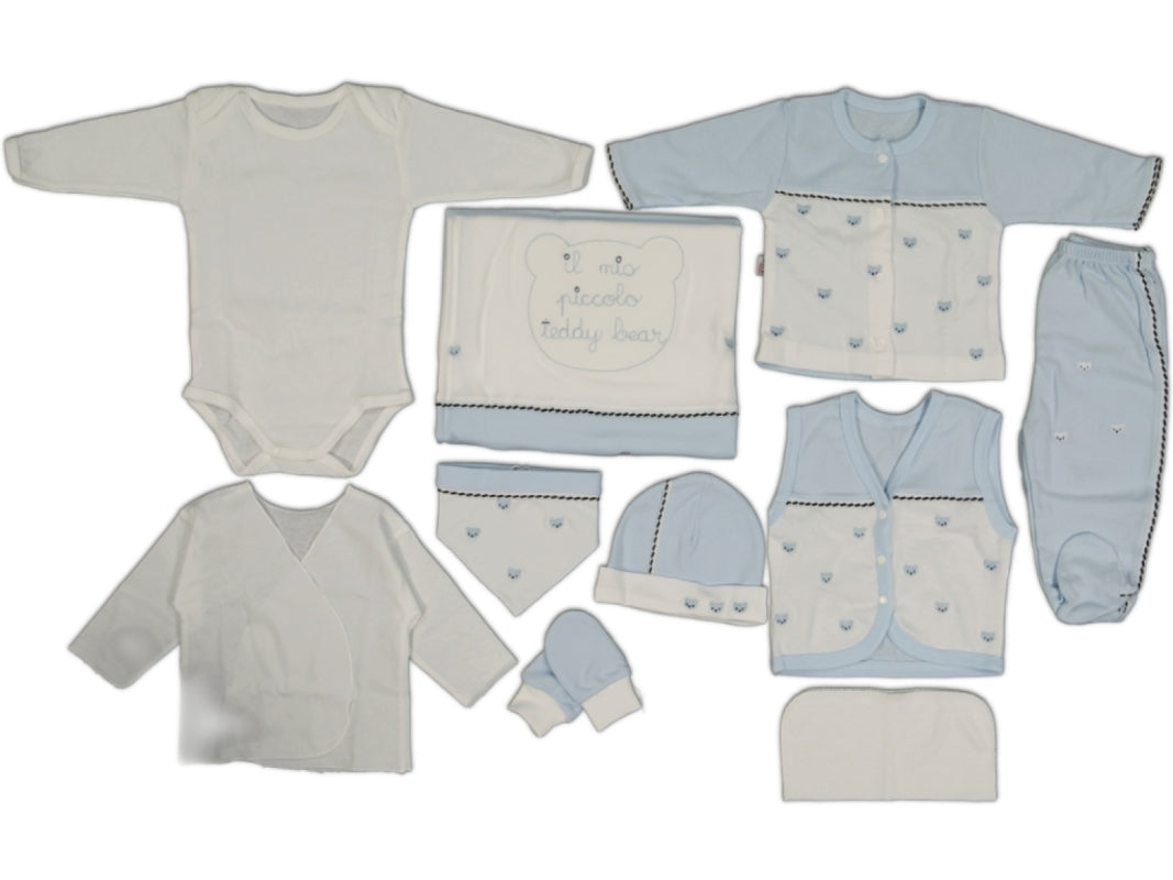 Öykü Bebe – 10 Parça Premium ERKEK AYI KAFA Hastane Çıkış Seti