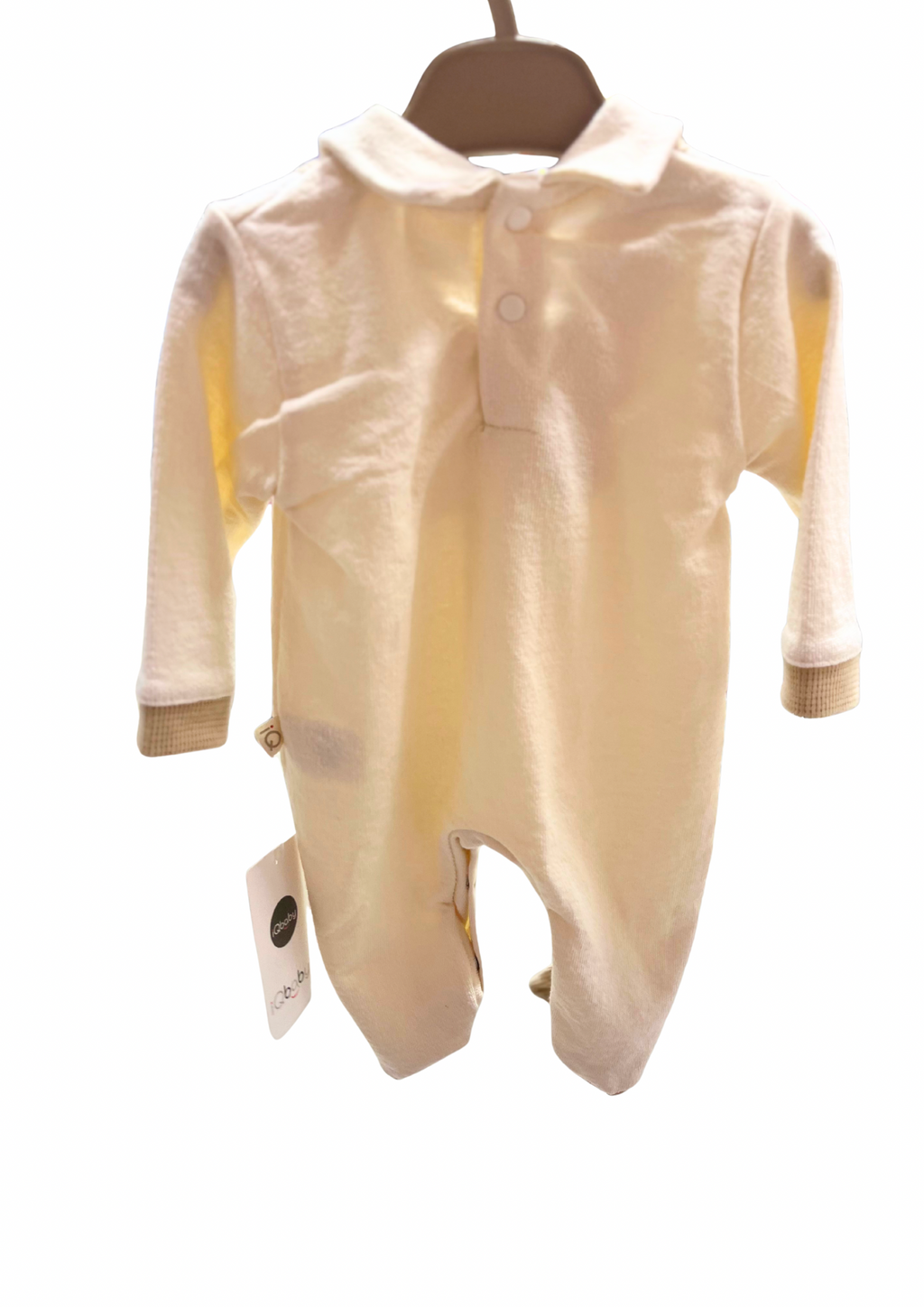 iQbaby Kadife Ayıcıklı Bebek Tulum – Kahve & Krem