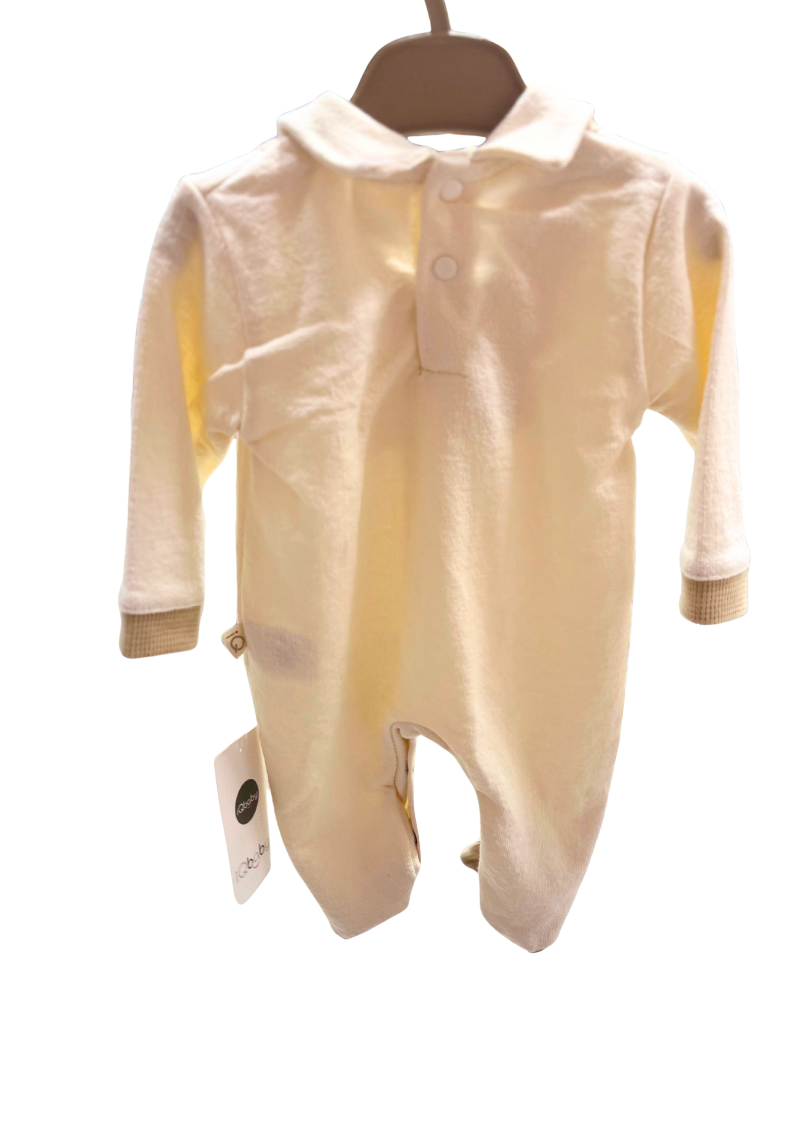 iQbaby Kadife Ayıcıklı Bebek Tulum – Kahve & Krem