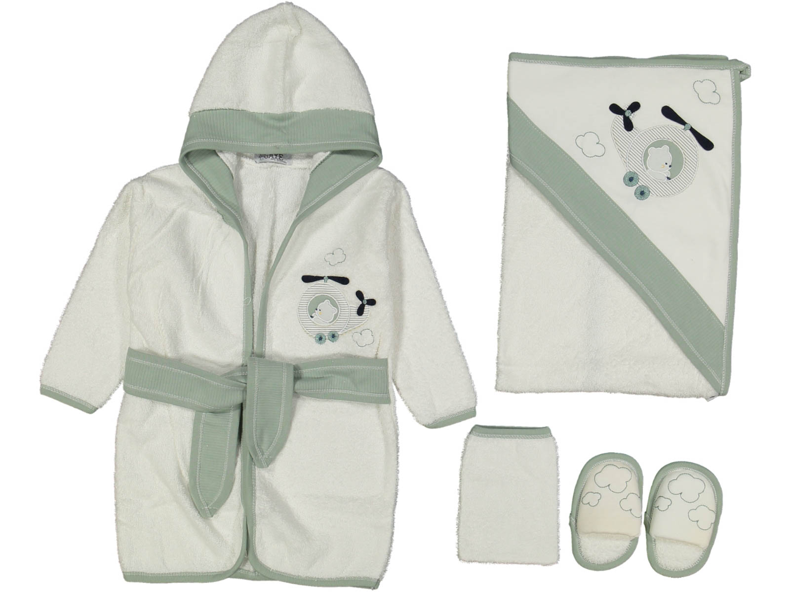 ERKEK 1/12 AY HELİKOPTER NAKIŞLI BORNOZ SETİ