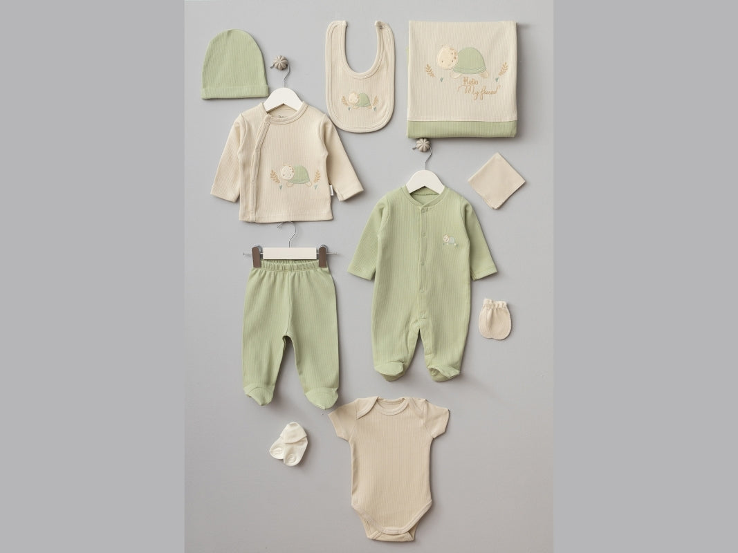 Öykü Bebe – 10 Parça Premium GÜLEN KAPLUMBAĞA Hastane Çıkış Seti