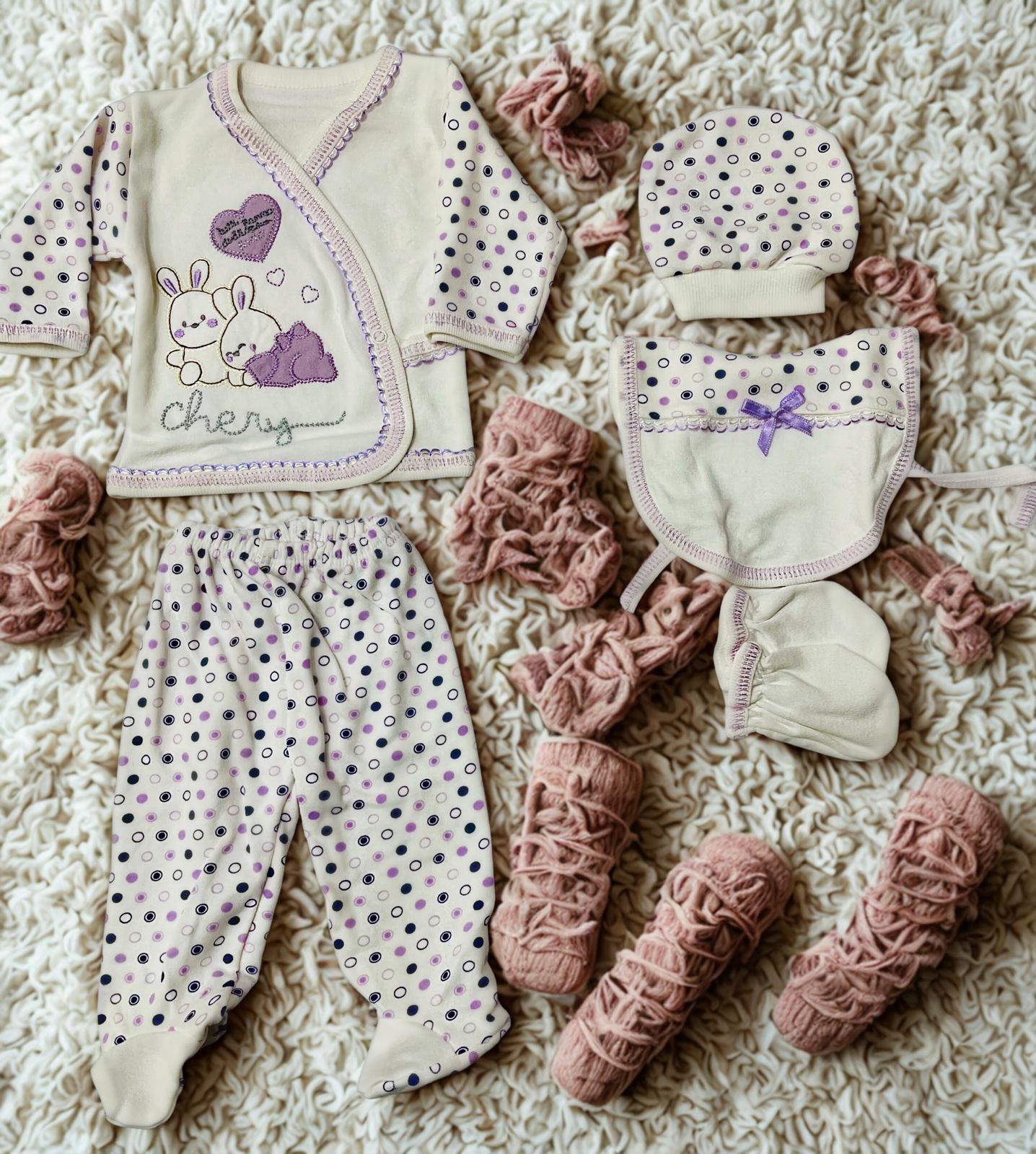 BOMBİNO KIZ Desenli Yenidoğan Hastane Çıkış Seti