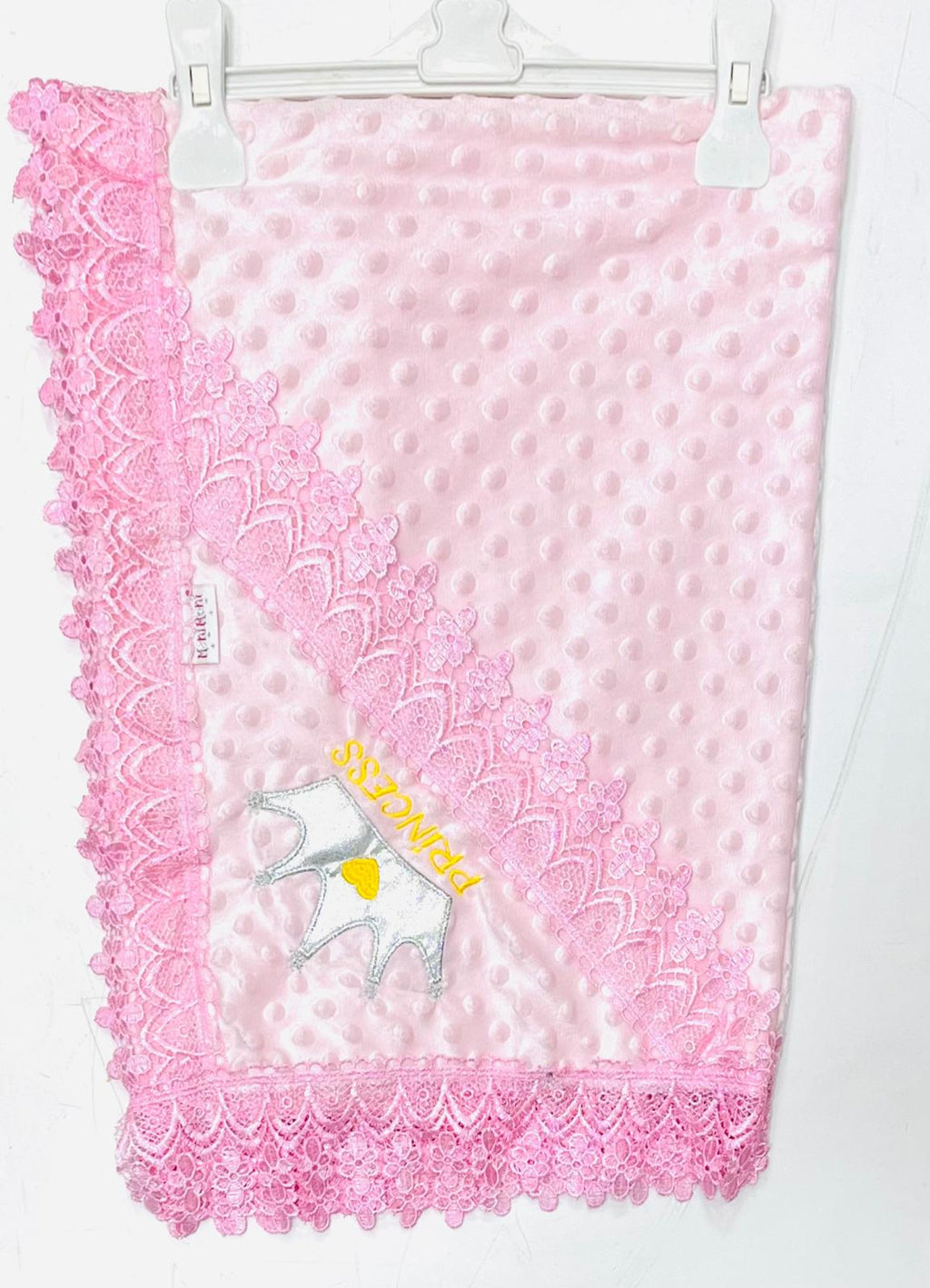 Nakışlı PEMBE Dantel Detaylı Bebek Battaniyesi