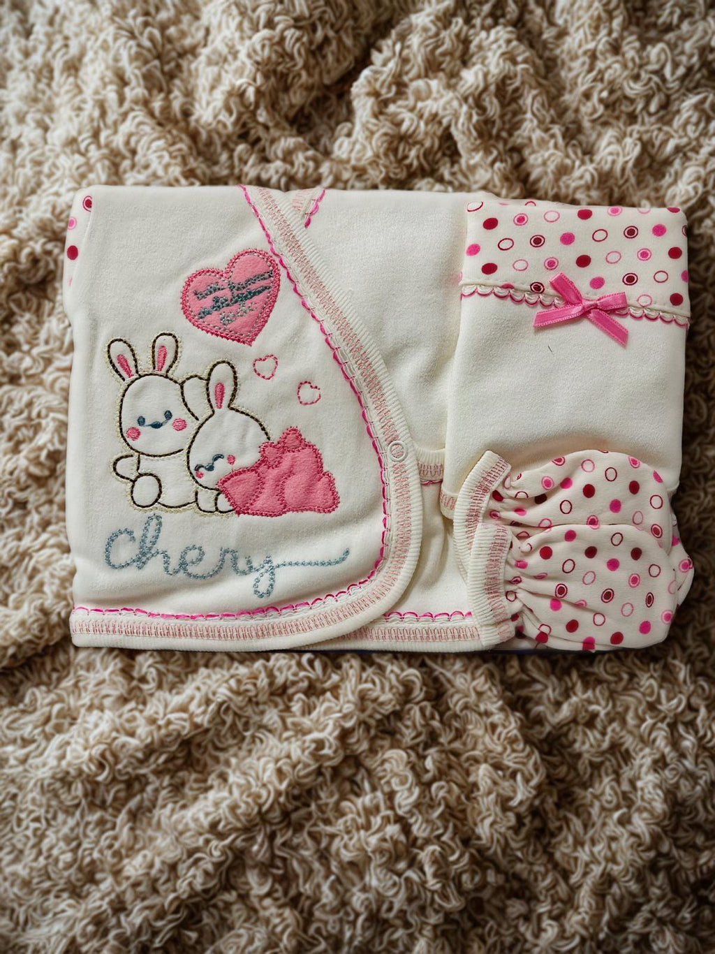 BOMBİNO KIZ  Desenli  Yenidoğan Hastane Çıkış Seti