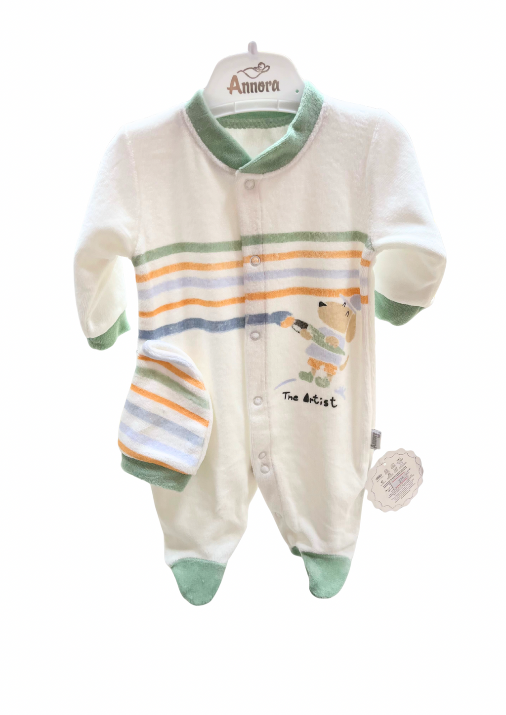 Amaro baby Çizgi Desenli Kadife tulum