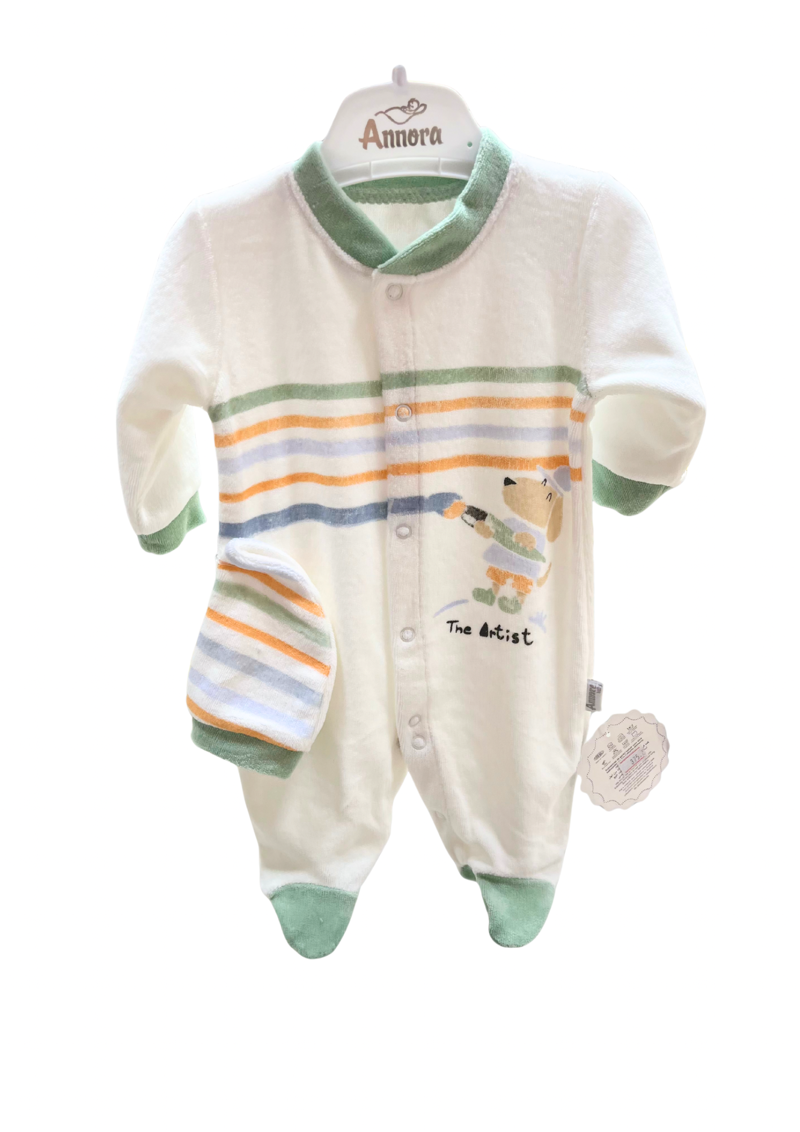 Amaro baby Çizgi Desenli Kadife tulum