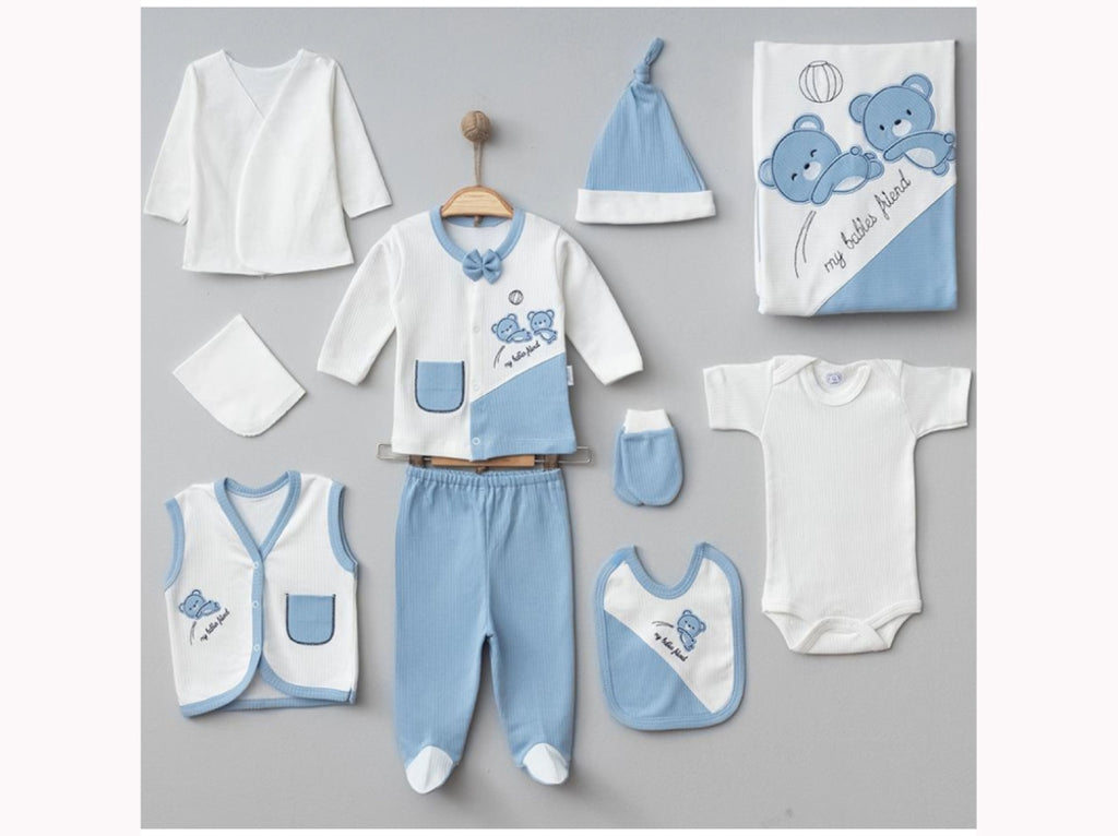 Öykü Bebe – 10 Parça Premium ERKEK AFACAN AYILAR Hastane Çıkış Seti