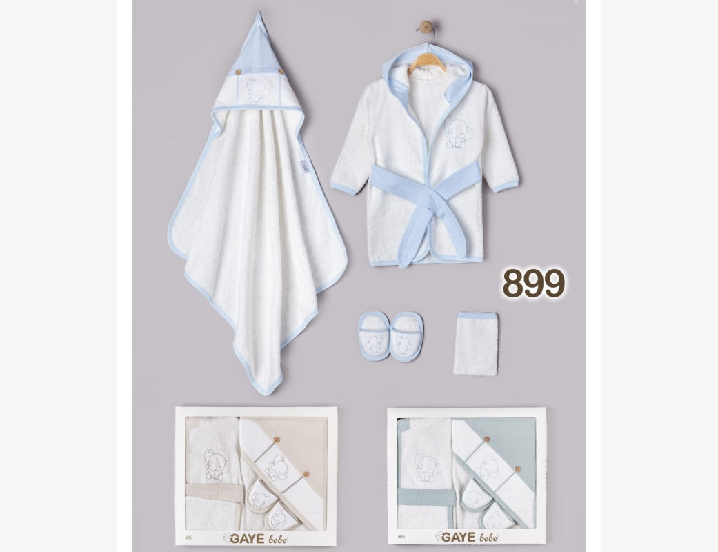 ERKEK FİLLİ BORNOZ SET Bebek Bornoz Seti