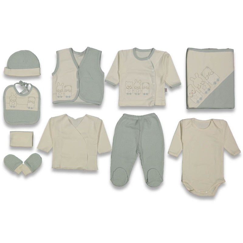 Öykü Bebe – 10 Parça Premium ERKEK TRENLİ Hastane Çıkış Seti