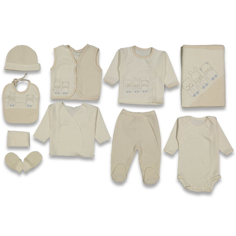 Öykü Bebe – 10 Parça Premium ERKEK TRENLİ Hastane Çıkış Seti