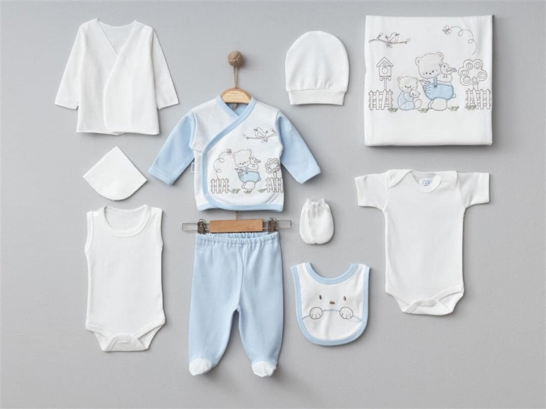 **Öykü Bebe – 10 Parça Premium BAHÇİVAN AYİ Hastane Çıkış Seti**