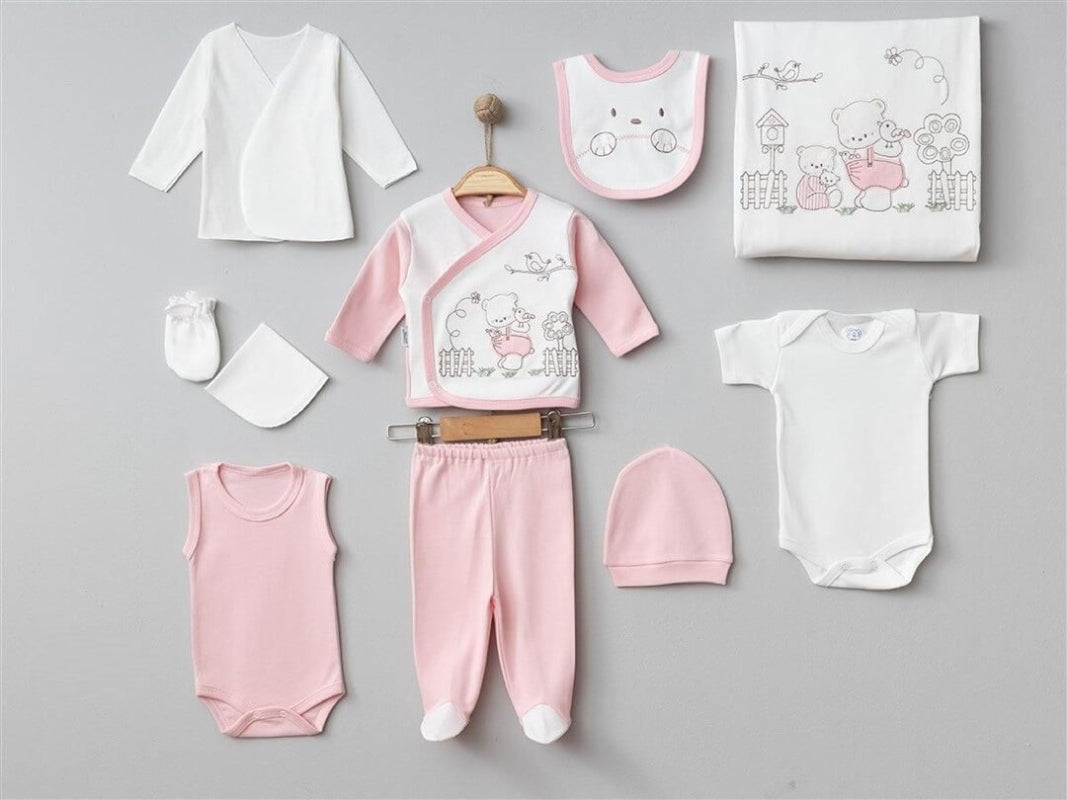 Öykü Bebe – 10 Parça Premium BAHÇİVAN AYİ Hastane Çıkış Seti