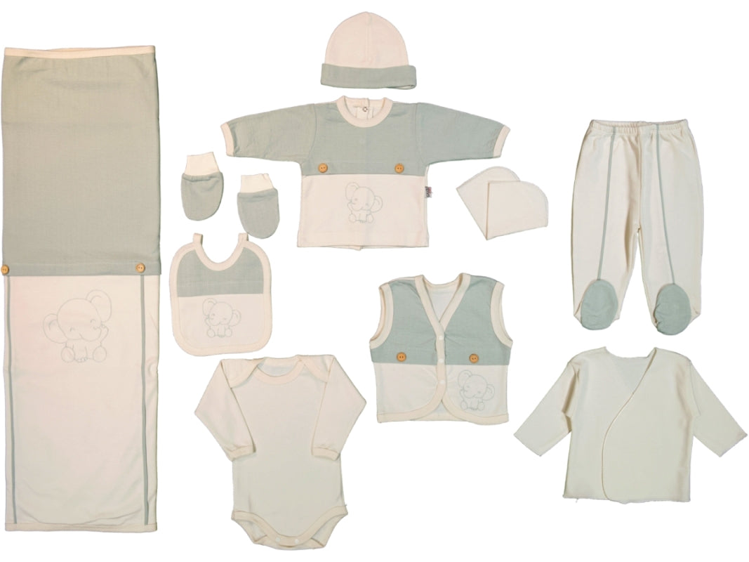 Öykü Bebe – 10 Parça Premium ERKEK FİLLİ Hastane Çıkış Seti