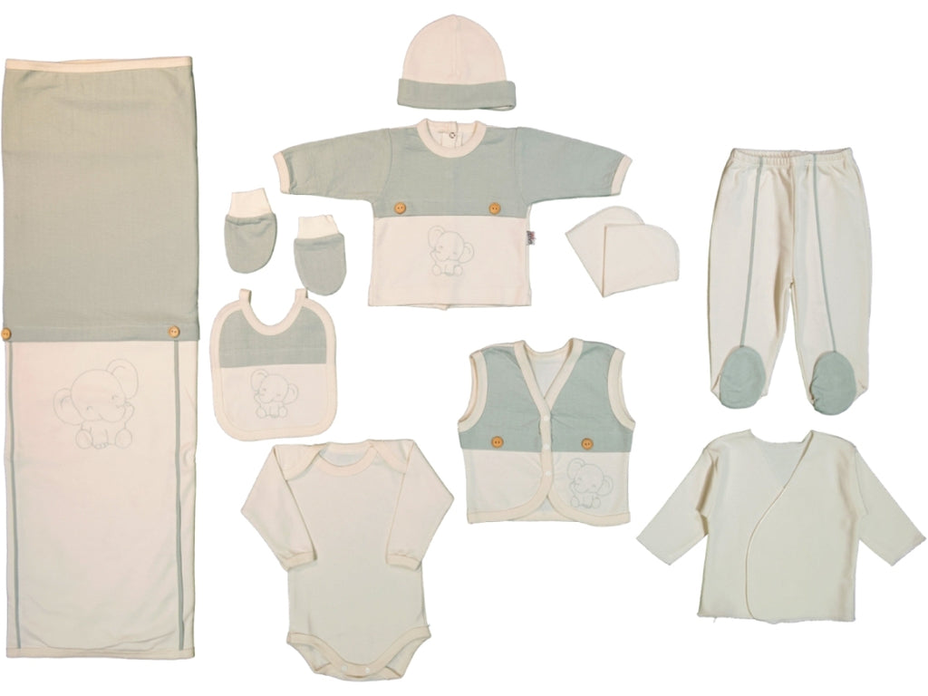 Öykü Bebe – 10 Parça Premium ERKEK FİLLİ Hastane Çıkış Seti