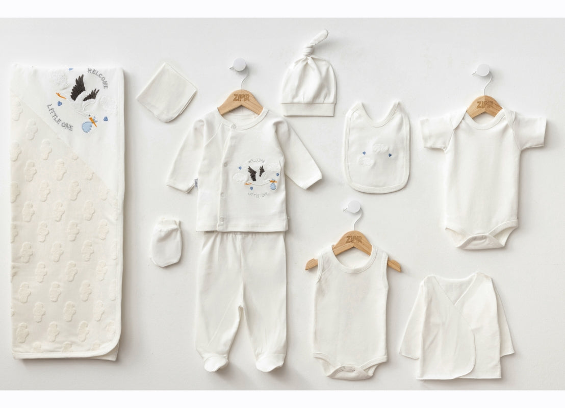 Öykü Bebe – 10 Parça Premium LEYLEK Hastane Çıkış Seti