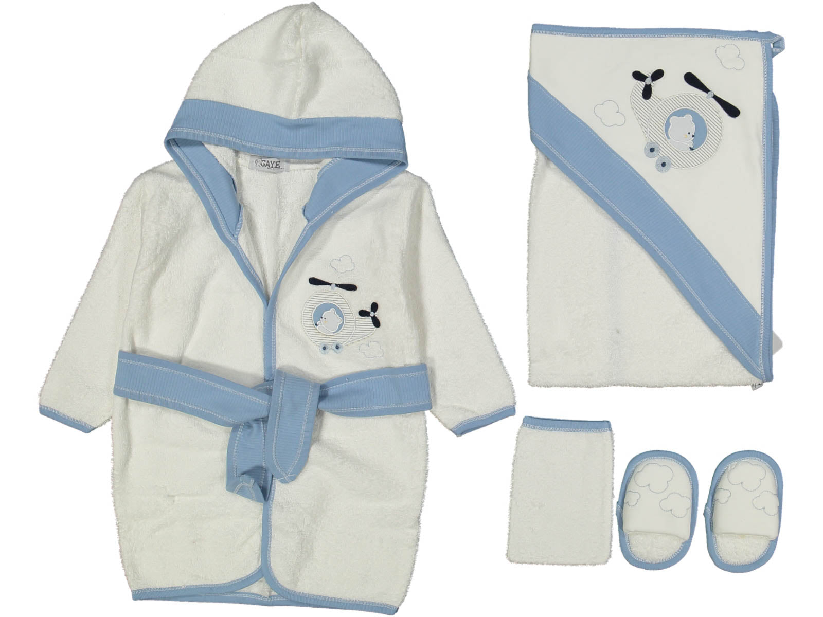 ERKEK 1/12 AY HELİKOPTER NAKIŞLI BORNOZ SETİ