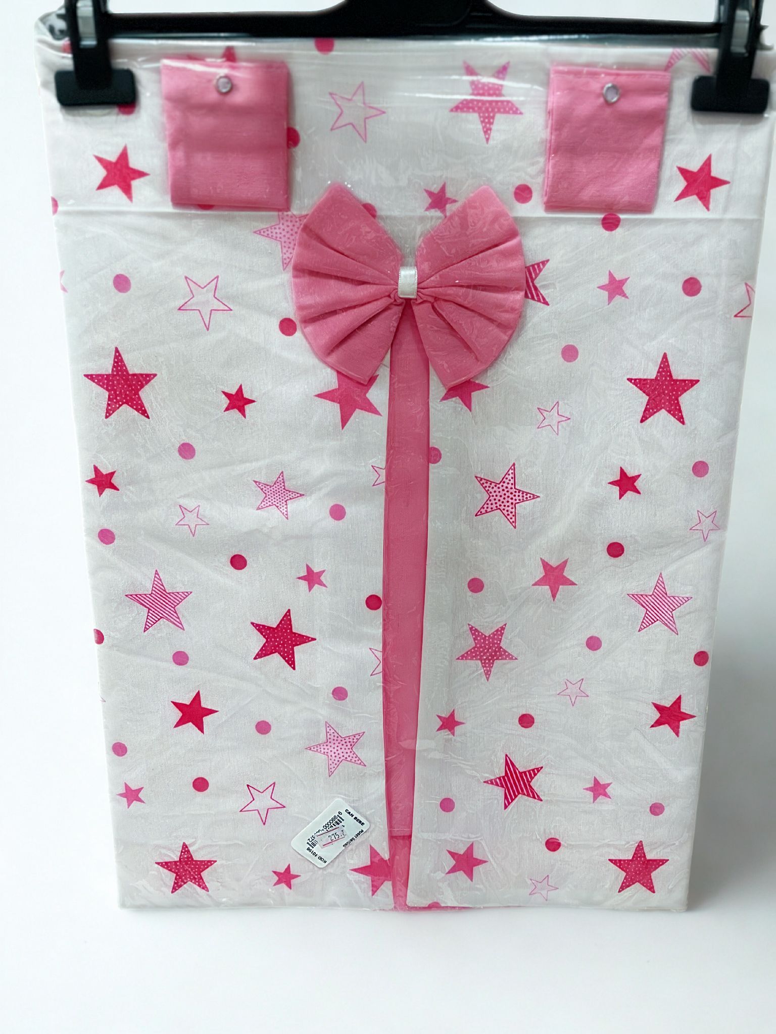 FİYONKLU YILDIZLI PEMBE PUSET ÖRTÜSÜ