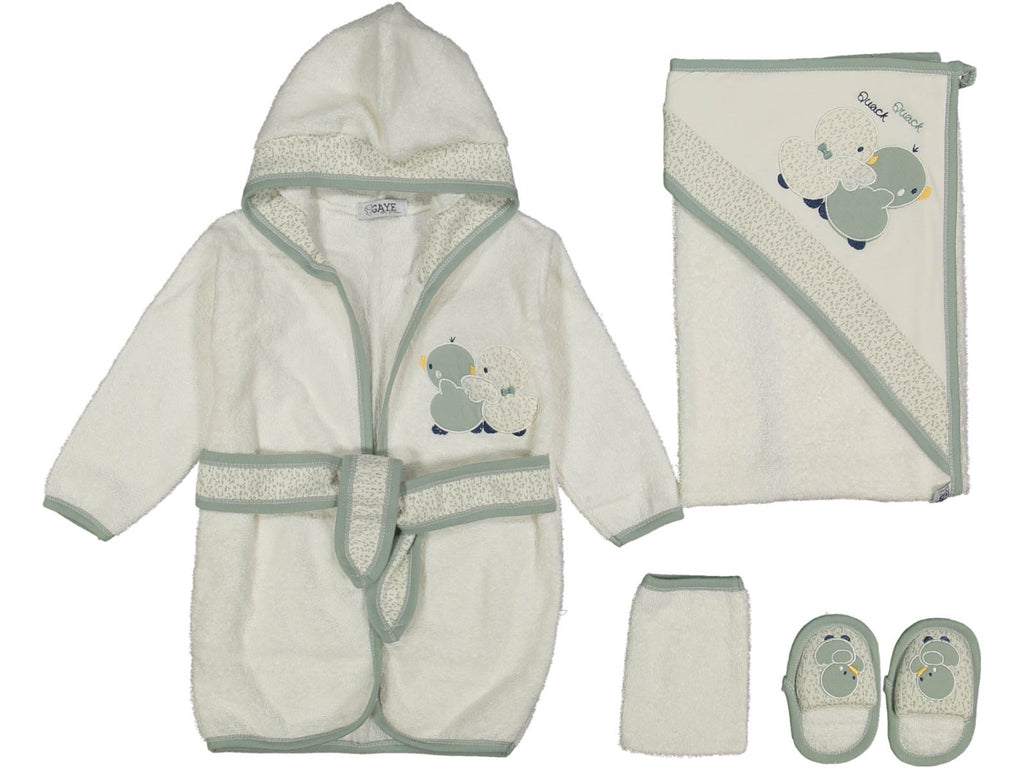 ERKEK 1/12 AY ÖRDEK NAKIŞLI BORNOZ SETİ